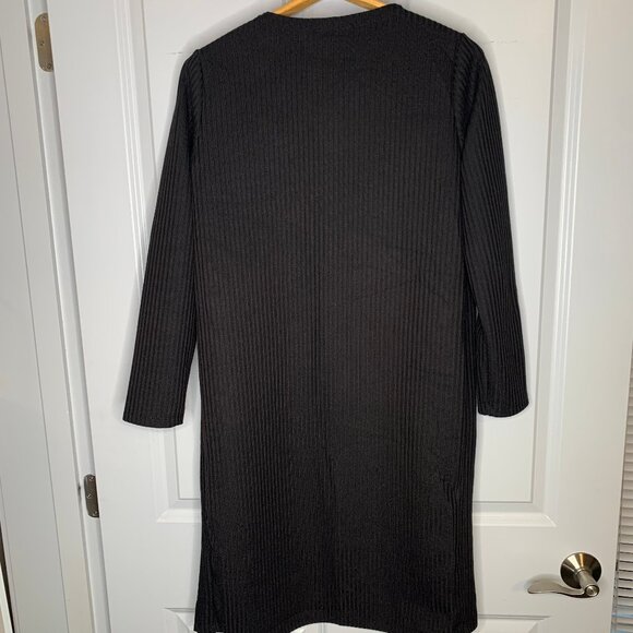 AQ SPORT Women's Open Front Black Ribbed Cardigan, Size M NWT - Picture 3 of 9